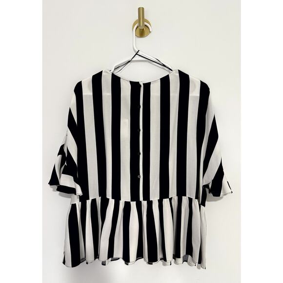 Zara TRF Collection Black and White Striped Top NWT - Picture 2 of 8
